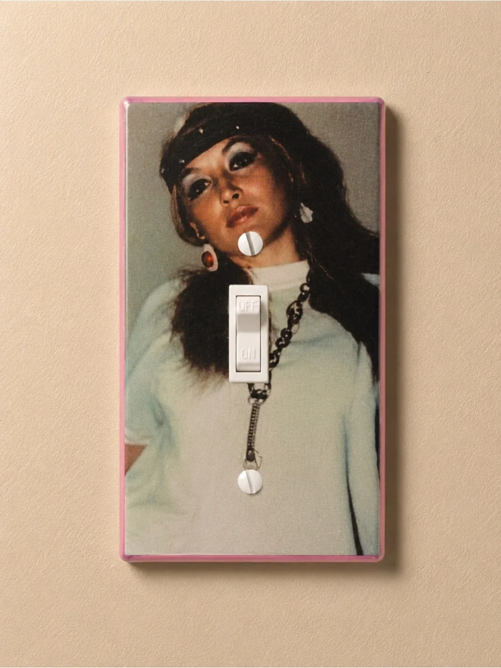Decorative Pink-Trim Photo Light Switch Cover - Customized